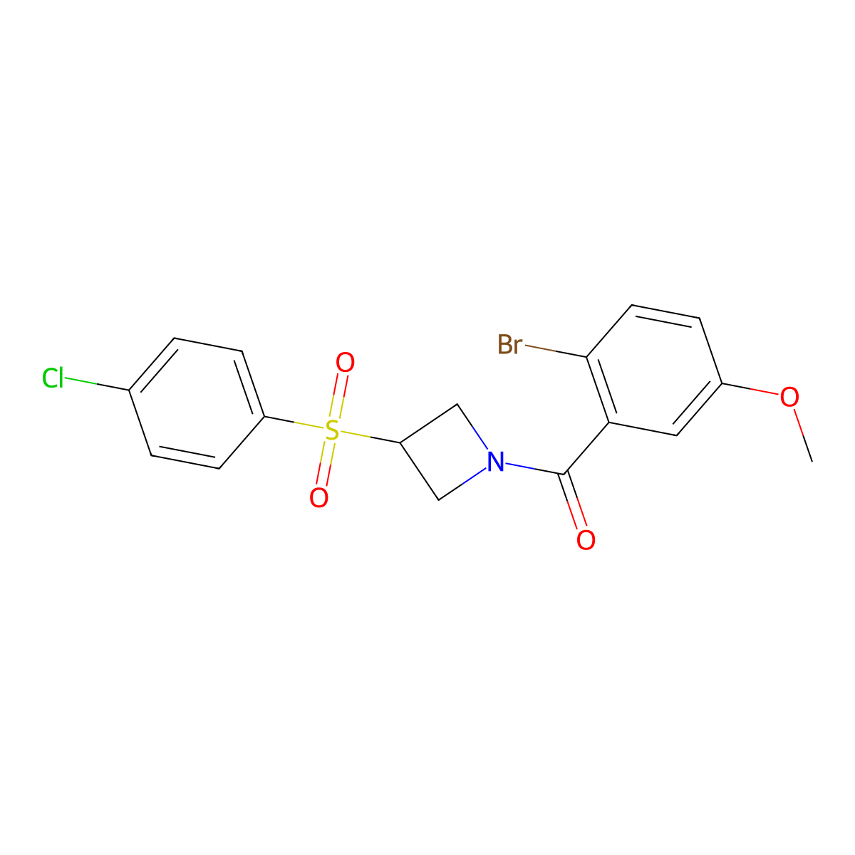 (2-Bromo-5-methoxyphenyl)(3-((4-chlorophenyl)sulfonyl)azetidin-1-yl)methanone molecular structure, CAS 1448069-67-7