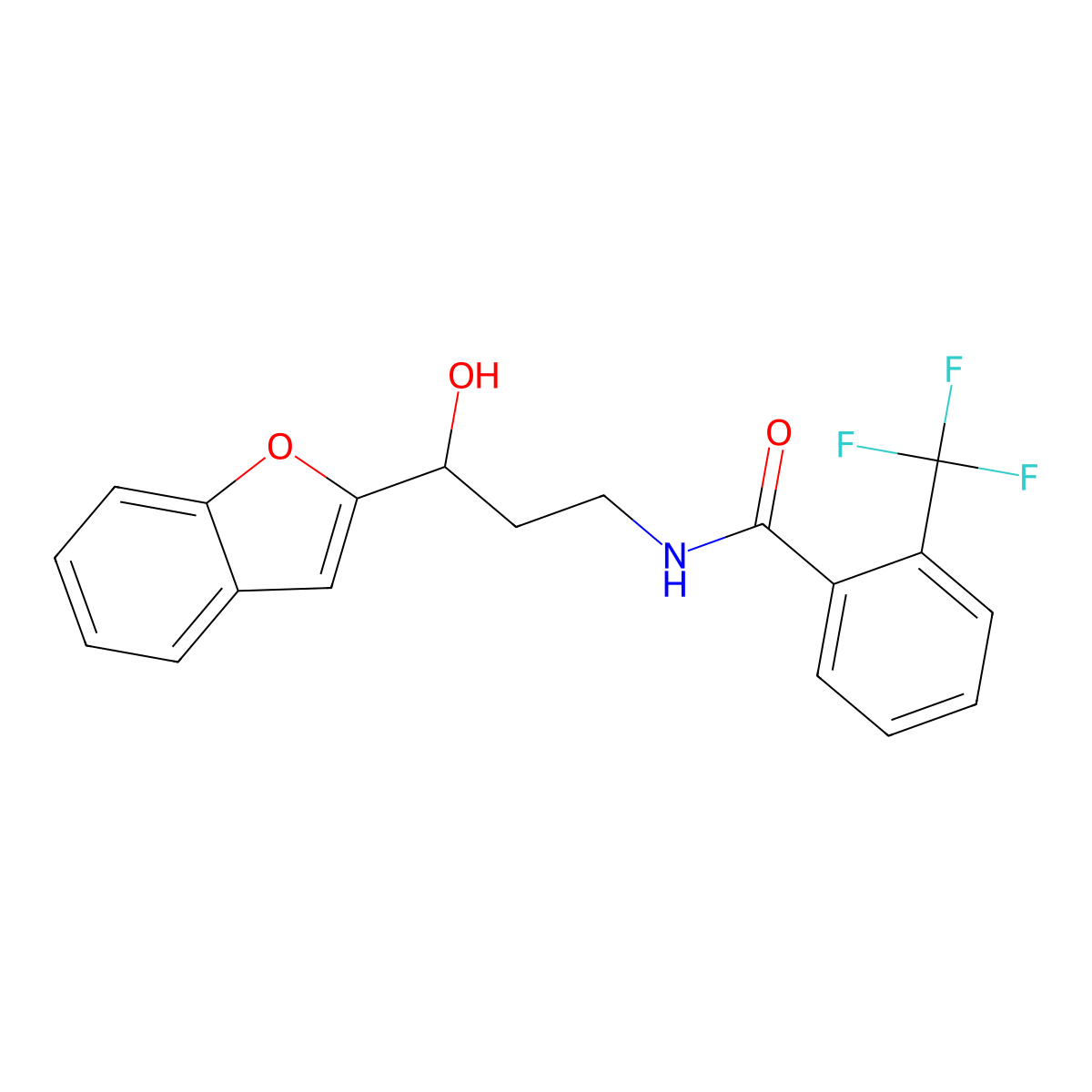 N-[3-(1-Benzofuran-2-YL)-3-hydroxypropyl]-2-(trifluoromethyl)benzamide molecular structure, CAS 1448069-71-3