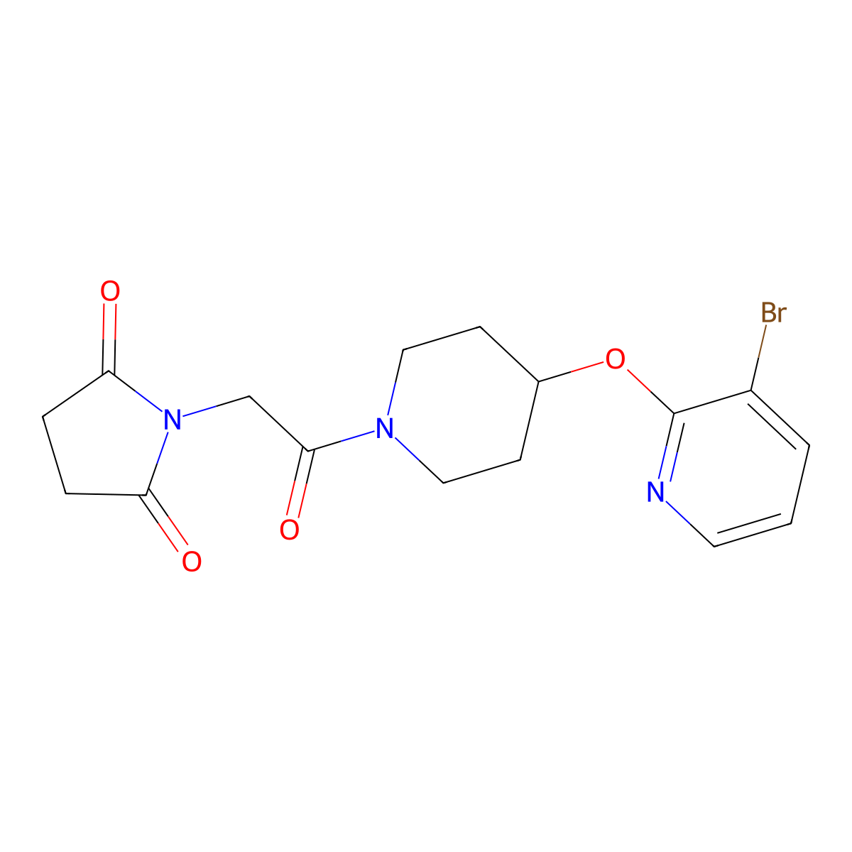 1-(2-(4-((3-Bromopyridin-2-yl)oxy)piperidin-1-yl)-2-oxoethyl)pyrrolidine-2,5-dione molecular structure, CAS 1448069-73-5