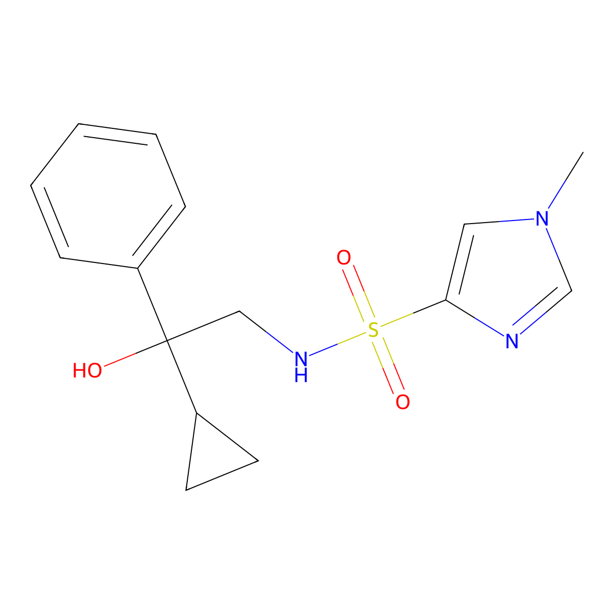 N-(2-cyclopropyl-2-hydroxy-2-phenylethyl)-1-methyl-1H-imidazole-4-sulfonamide molecular structure, CAS 1448069-74-6