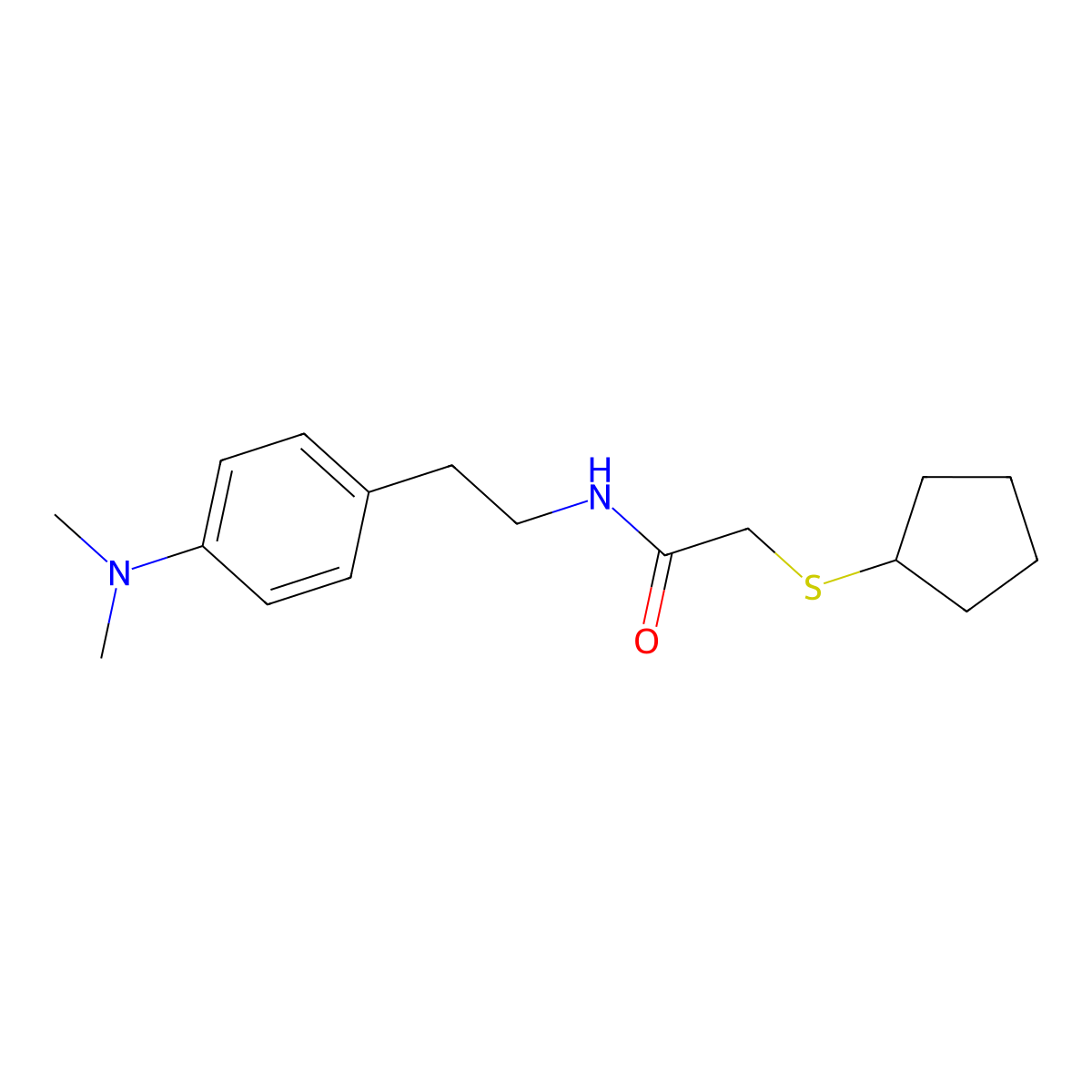 2-(cyclopentylthio)-N-(4-(dimethylamino)phenethyl)acetamide molecular structure, CAS 1448069-75-7
