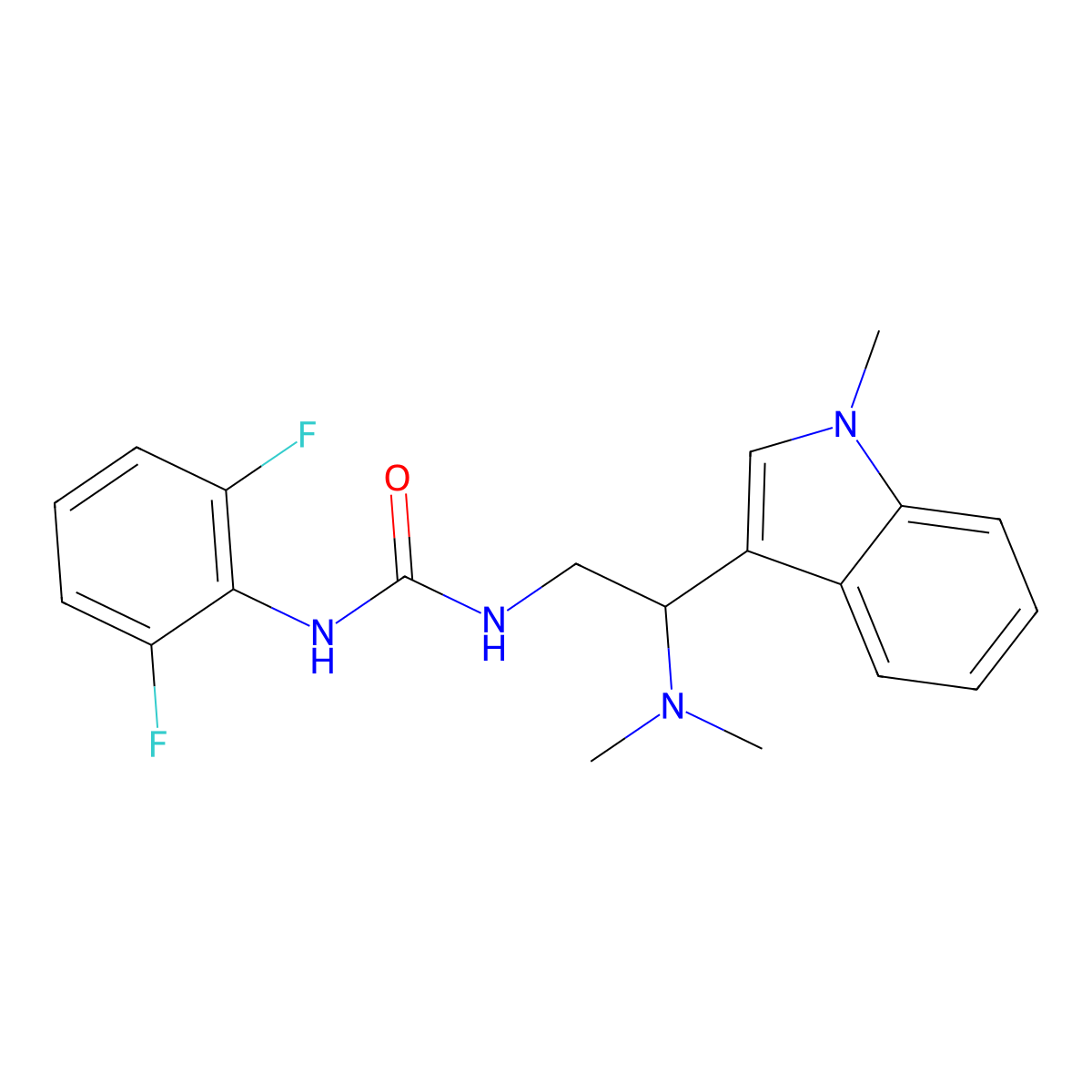 1-(2,6-difluorophenyl)-3-(2-(dimethylamino)-2-(1-methyl-1H-indol-3-yl)ethyl)urea molecular structure, CAS 1448069-79-1