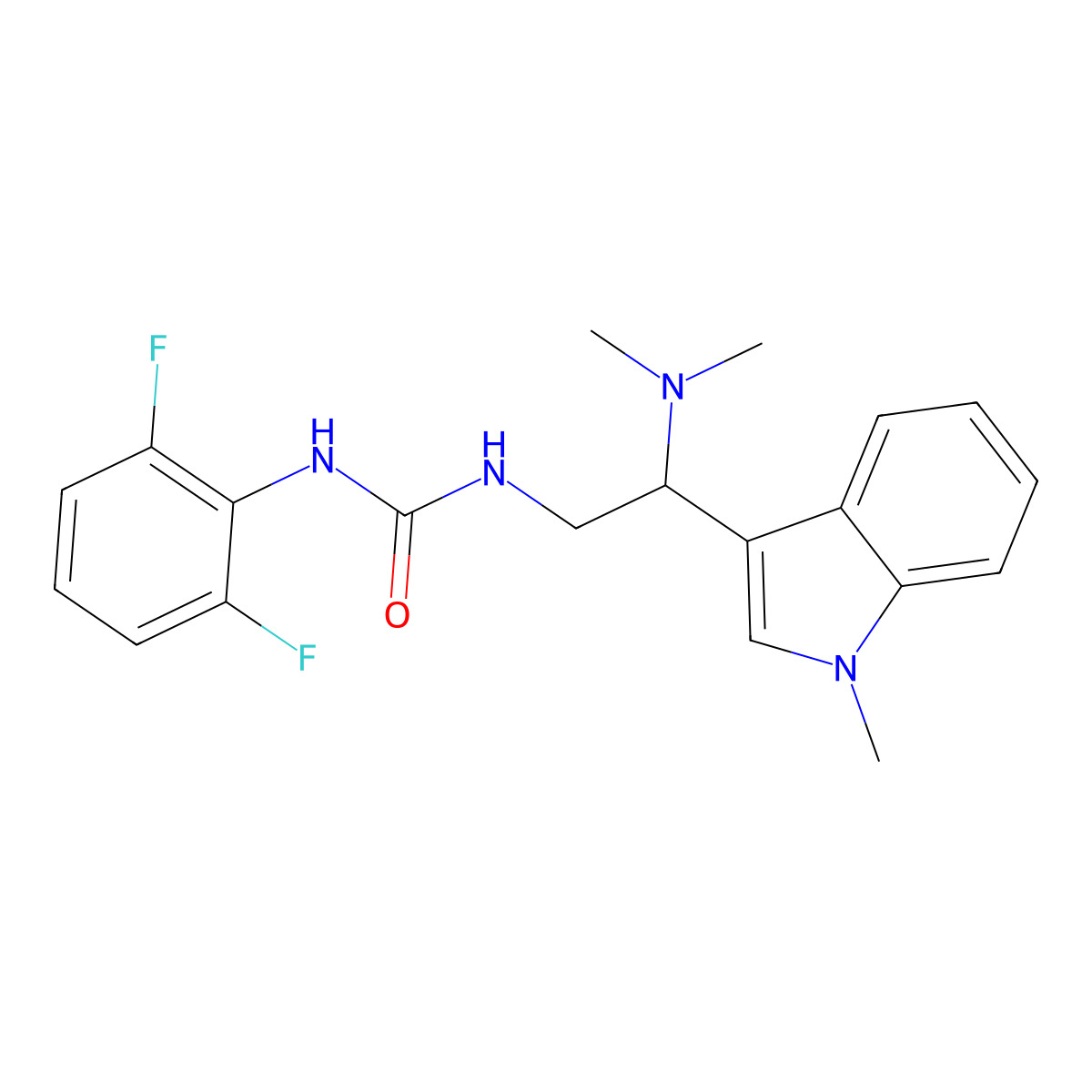 1-(2,6-difluorophenyl)-3-(2-(dimethylamino)-2-(1-methyl-1H-indol-3-yl)ethyl)urea molecular structure, CAS 1448069-79-1