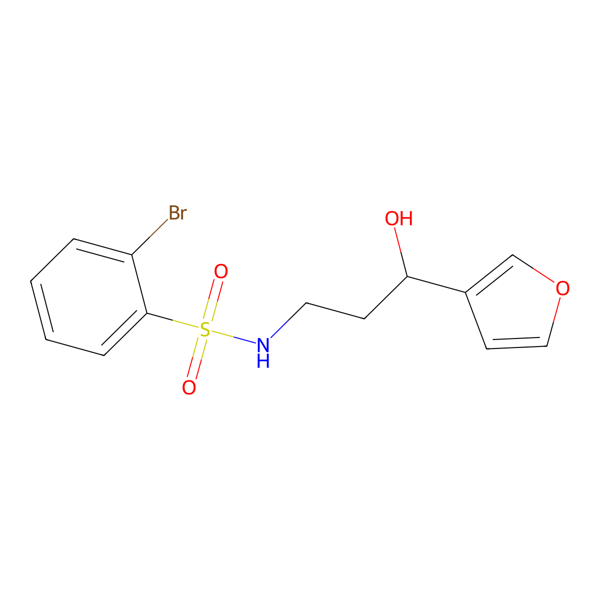 2-bromo-N-(3-(furan-3-yl)-3-hydroxypropyl)benzenesulfonamide molecular structure, CAS 1448069-86-0