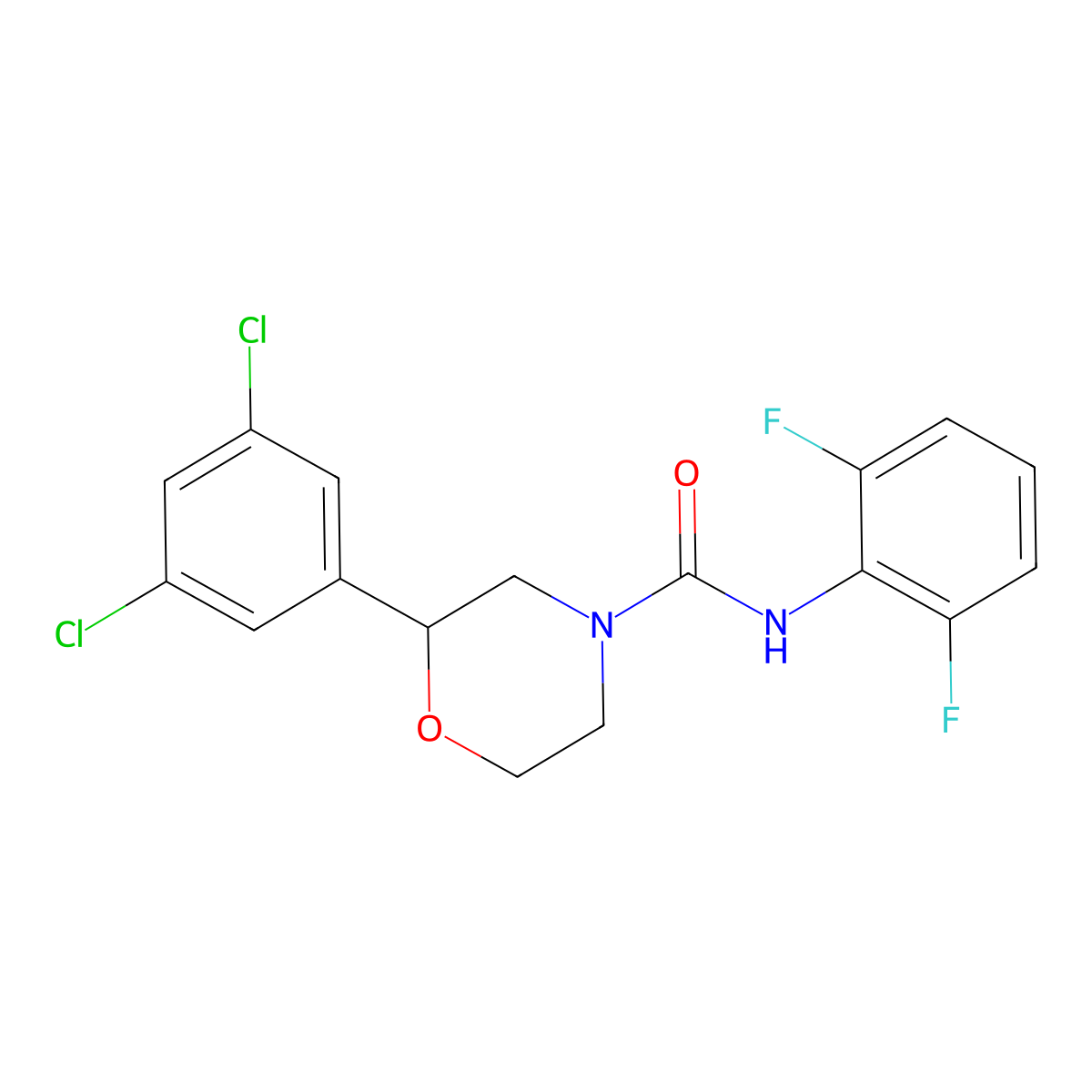 2-(3,5-dichlorophenyl)-N-(2,6-difluorophenyl)morpholine-4-carboxamide molecular structure, CAS 1448069-96-2
