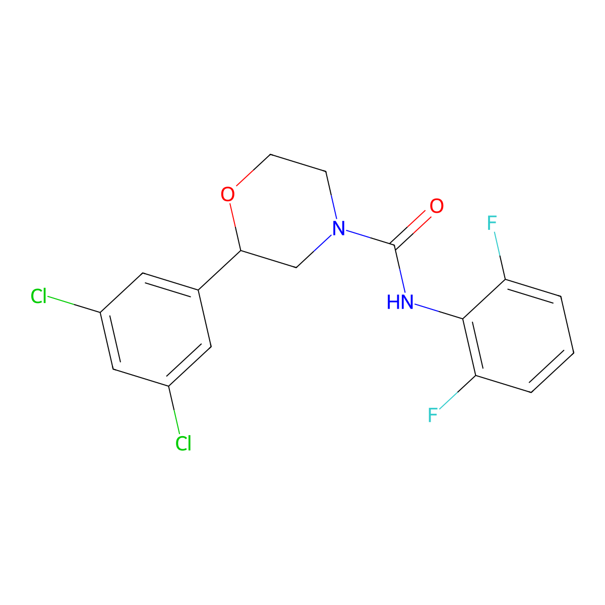 2-(3,5-dichlorophenyl)-N-(2,6-difluorophenyl)morpholine-4-carboxamide molecular structure, CAS 1448069-96-2