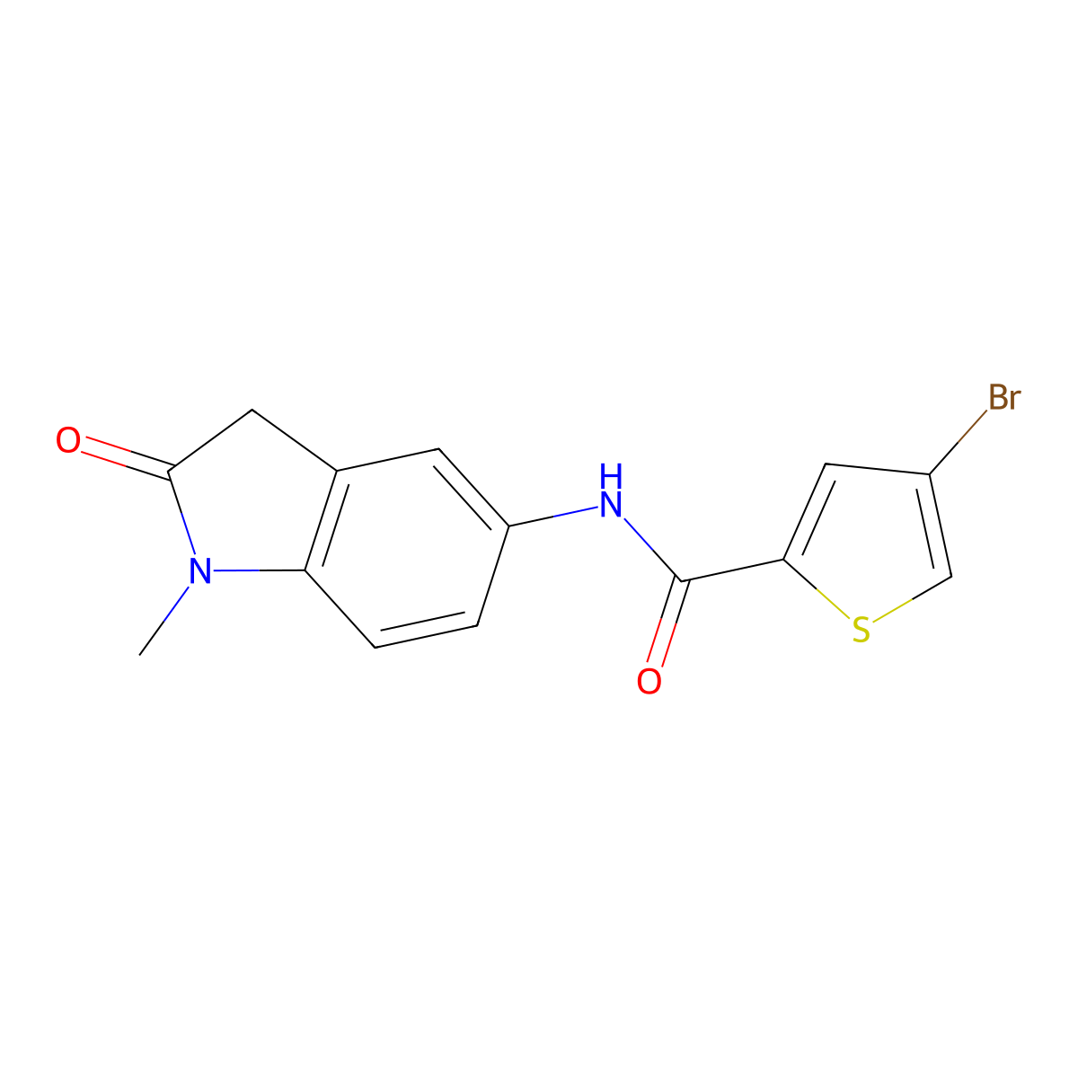 4-bromo-N-(1-methyl-2-oxoindolin-5-yl)thiophene-2-carboxamide molecular structure, CAS 1448070-18-5