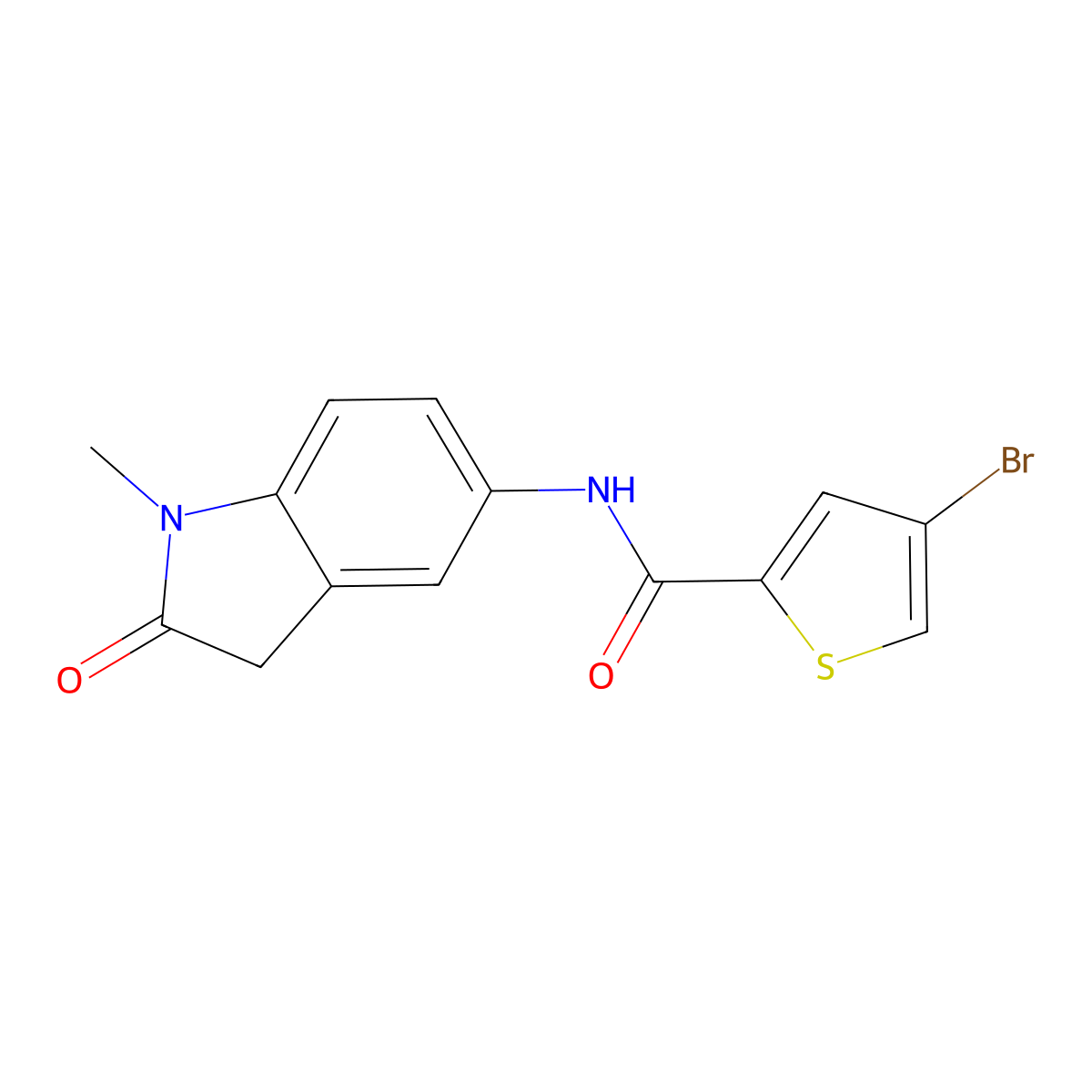 4-bromo-N-(1-methyl-2-oxoindolin-5-yl)thiophene-2-carboxamide molecular structure, CAS 1448070-18-5