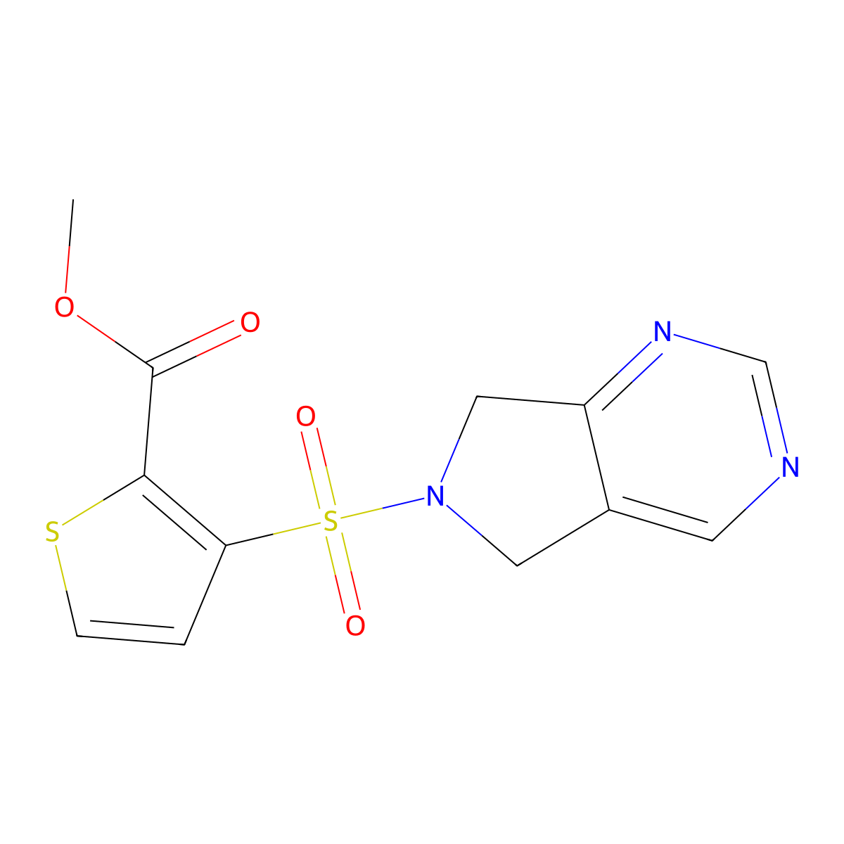 methyl 3-((5H-pyrrolo[3,4-d]pyrimidin-6(7H)-yl)sulfonyl)thiophene-2-carboxylate molecular structure, CAS 1448070-21-0