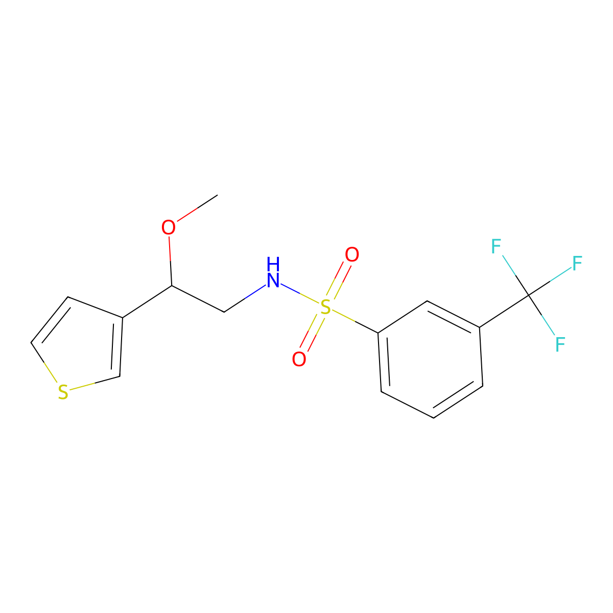N-(2-methoxy-2-(thiophen-3-yl)ethyl)-3-(trifluoromethyl)benzenesulfonamide molecular structure, CAS 1448070-24-3