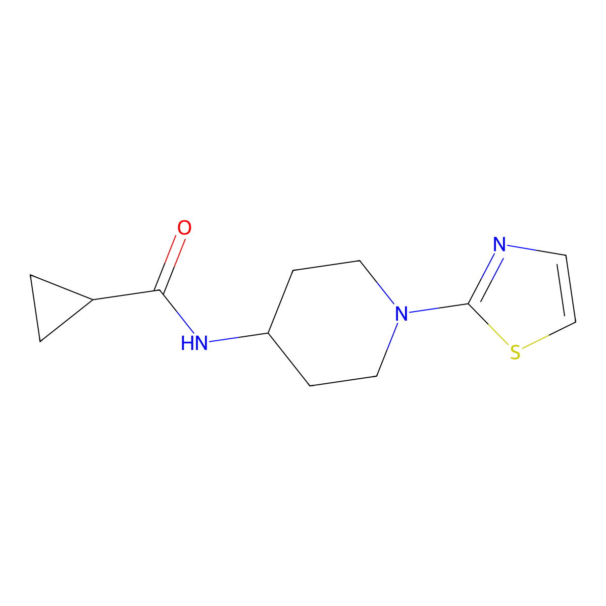 N-(1-(thiazol-2-yl)piperidin-4-yl)cyclopropanecarboxamide molecular structure, CAS 1448070-29-8