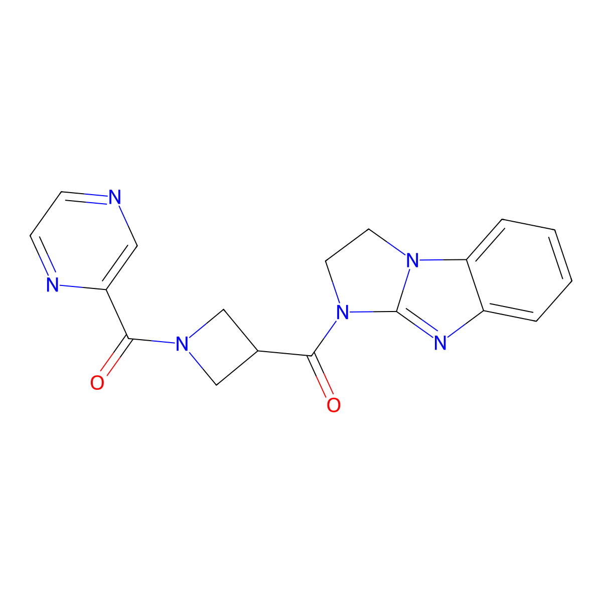 (2,3-dihydro-1H-benzo[d]imidazo[1,2-a]imidazol-1-yl)(1-(pyrazine-2-carbonyl)azetidin-3-yl)methanone molecular structure, CAS 1448070-35-6