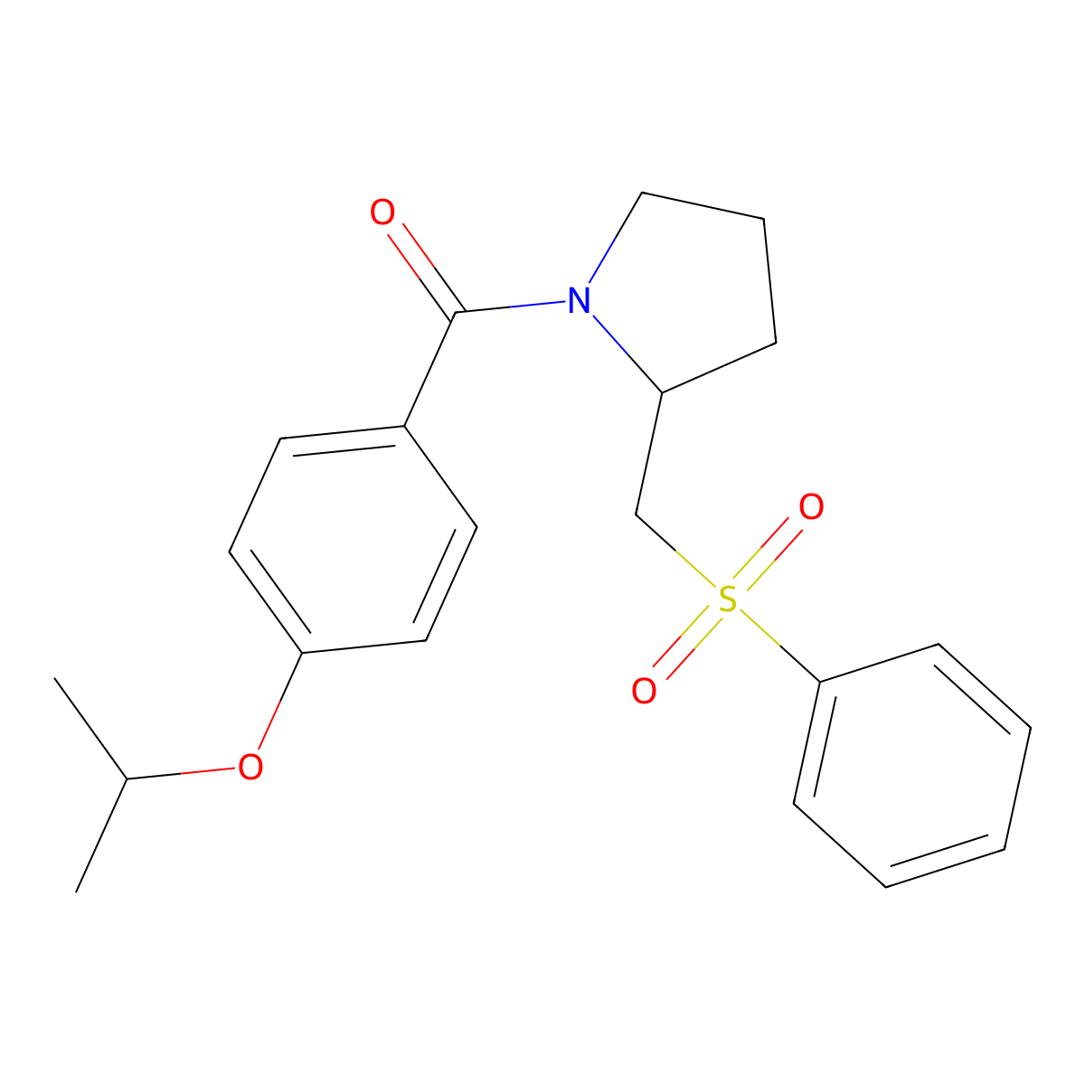 (4-Isopropoxyphenyl)(2-((phenylsulfonyl)methyl)pyrrolidin-1-yl)methanone molecular structure, CAS 1448070-39-0