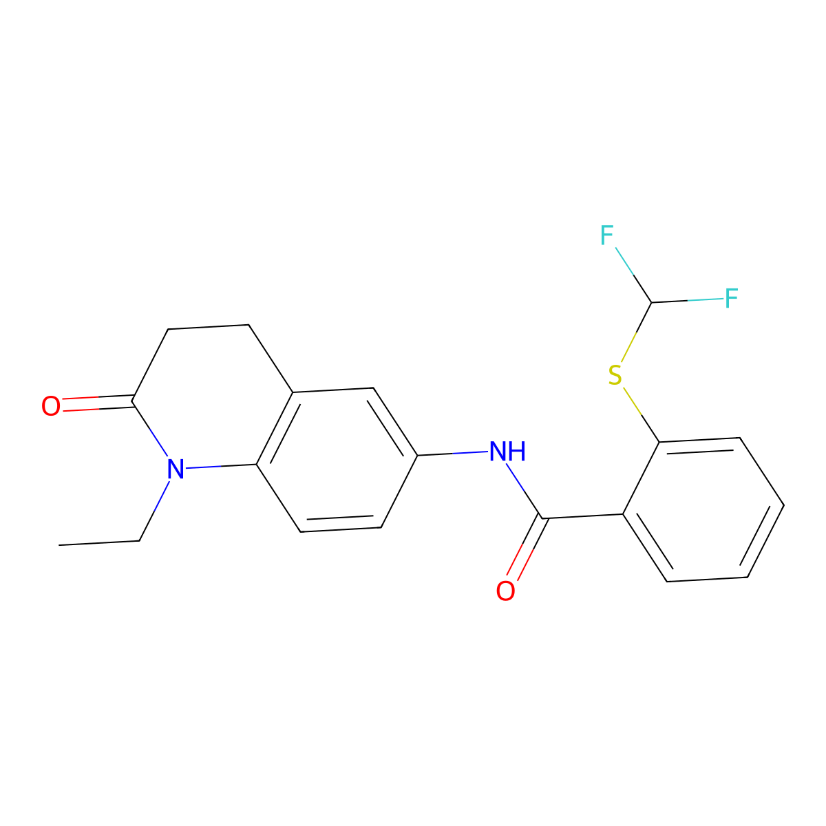 2-((difluoromethyl)thio)-N-(1-ethyl-2-oxo-1,2,3,4-tetrahydroquinolin-6-yl)benzamide molecular structure, CAS 1448070-40-3