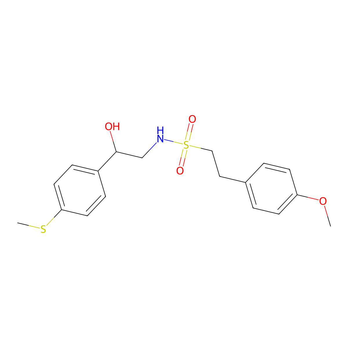 N-(2-hydroxy-2-(4-(methylthio)phenyl)ethyl)-2-(4-methoxyphenyl)ethanesulfonamide molecular structure, CAS 1448070-46-9