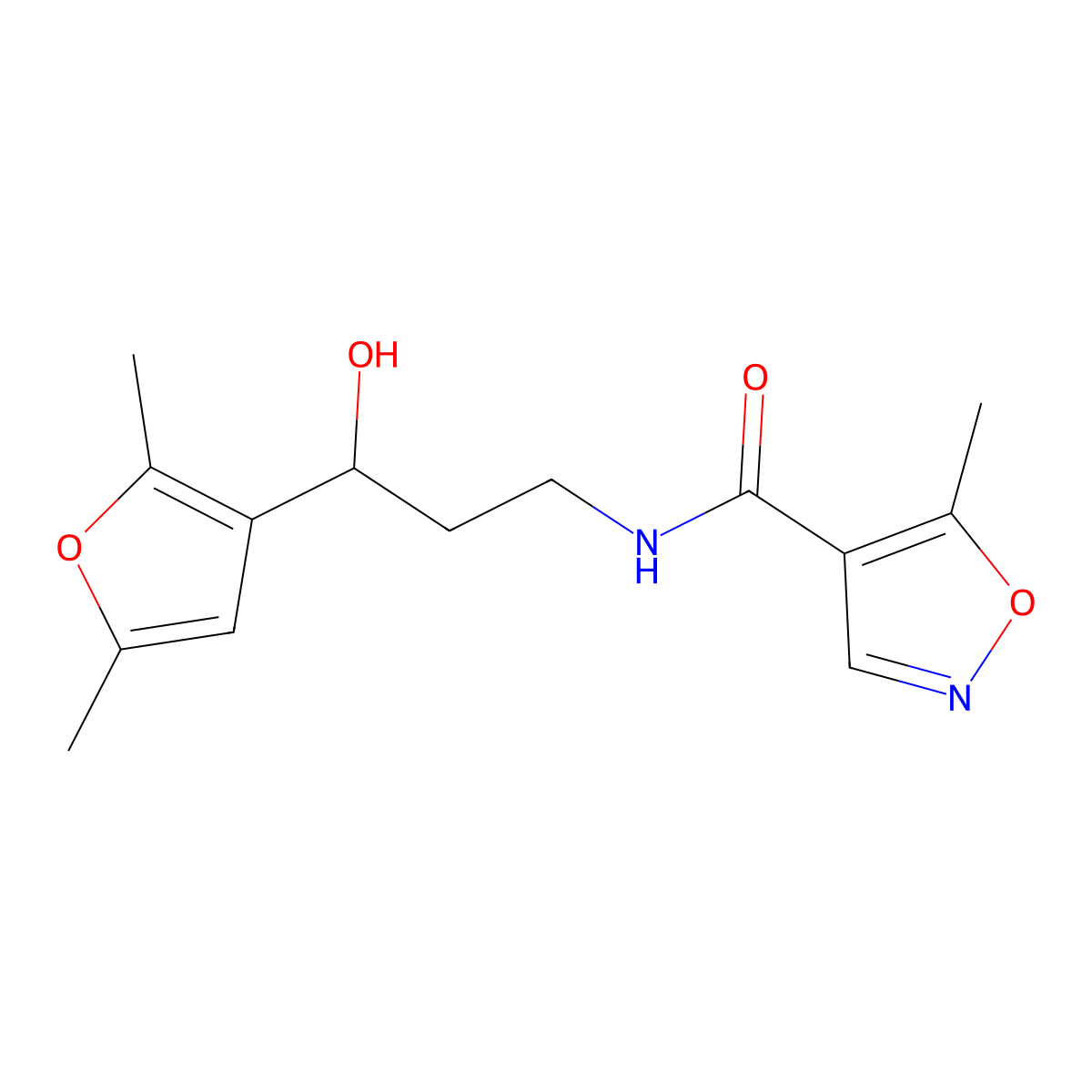 N-(3-(2,5-dimethylfuran-3-yl)-3-hydroxypropyl)-5-methylisoxazole-4-carboxamide molecular structure, CAS 1448070-74-3