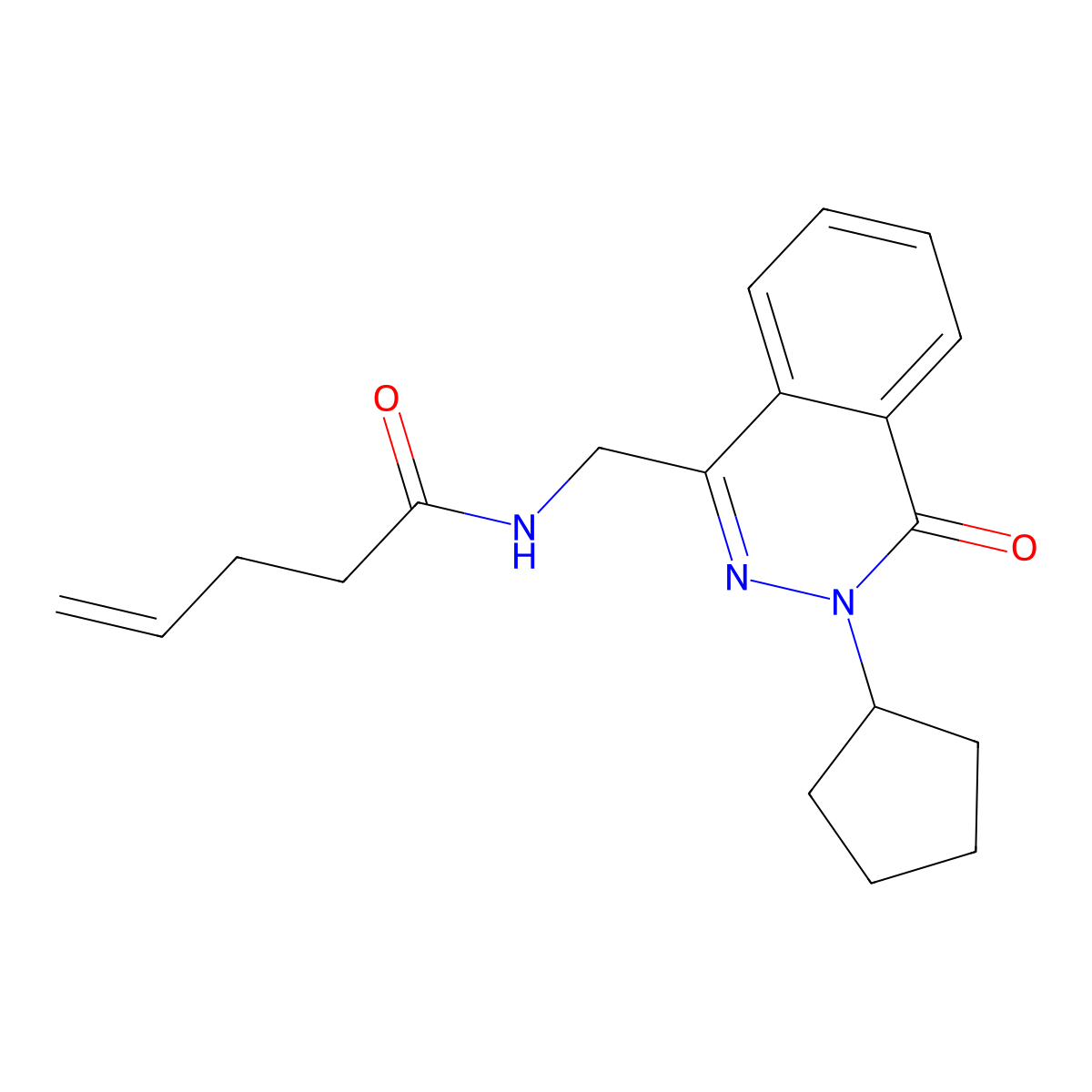 N-((3-cyclopentyl-4-oxo-3,4-dihydrophthalazin-1-yl)methyl)pent-4-enamide molecular structure, CAS 1448070-76-5