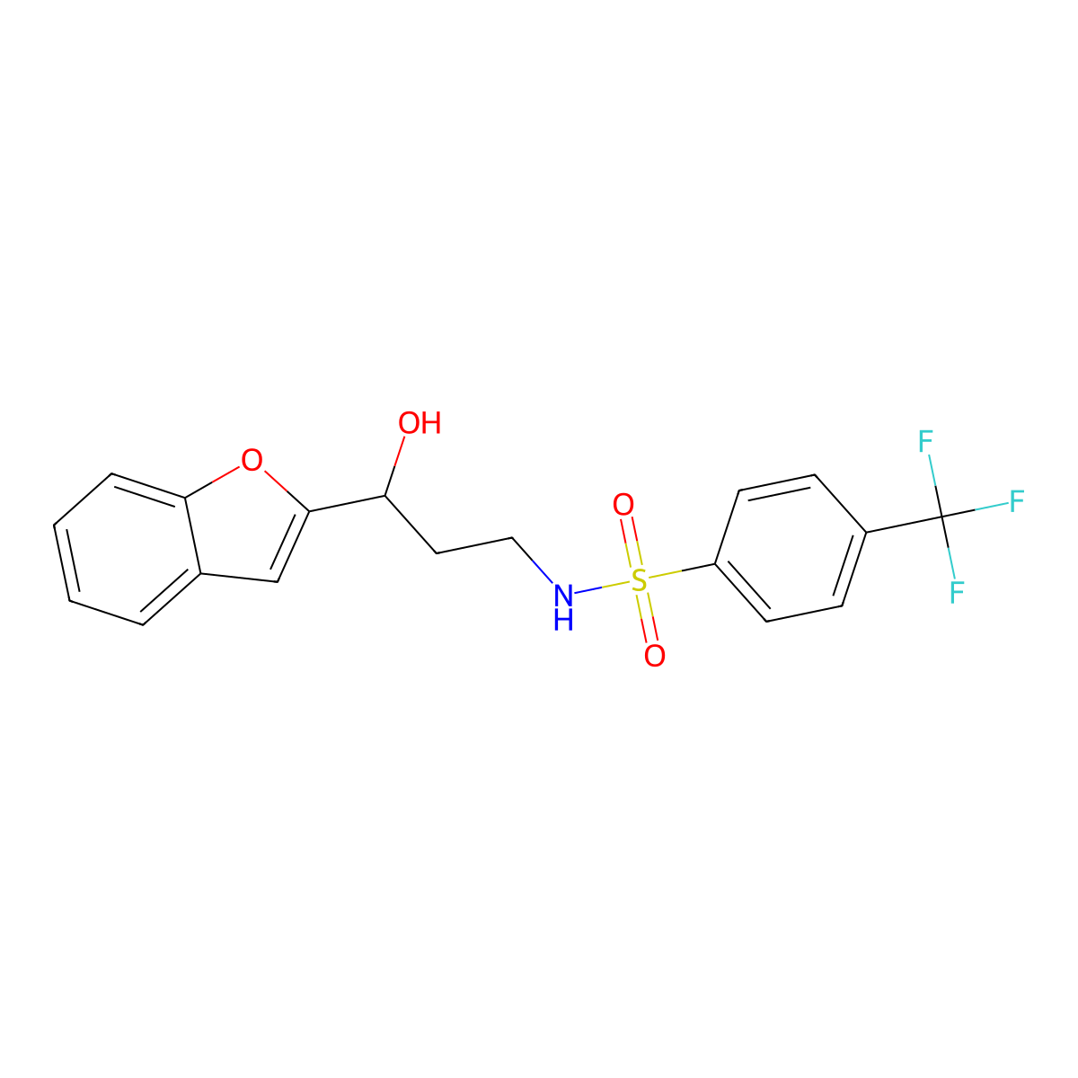 N-(3-(benzofuran-2-yl)-3-hydroxypropyl)-4-(trifluoromethyl)benzenesulfonamide molecular structure, CAS 1448070-83-4
