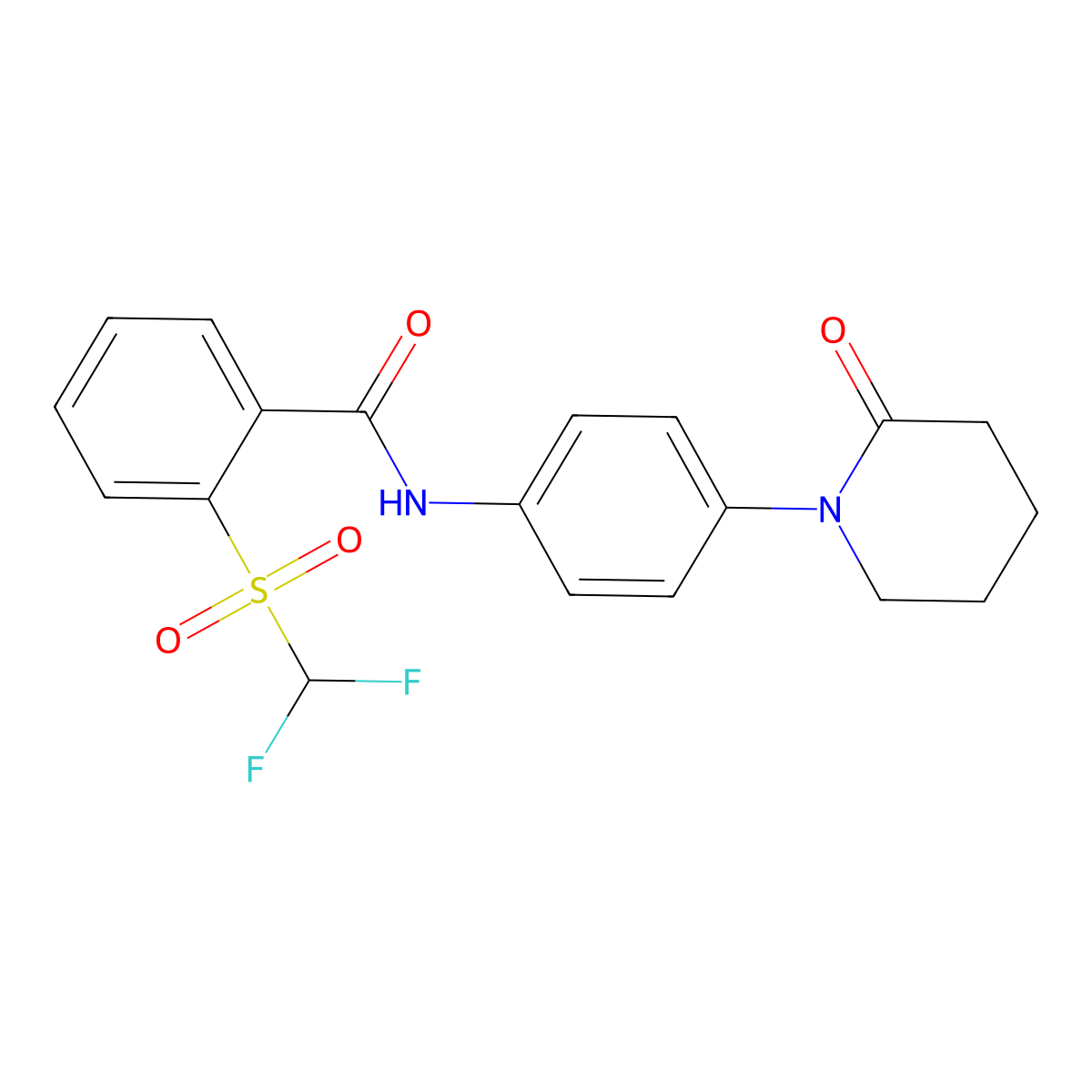 2-((difluoromethyl)sulfonyl)-N-(4-(2-oxopiperidin-1-yl)phenyl)benzamide molecular structure, CAS 1448070-84-5