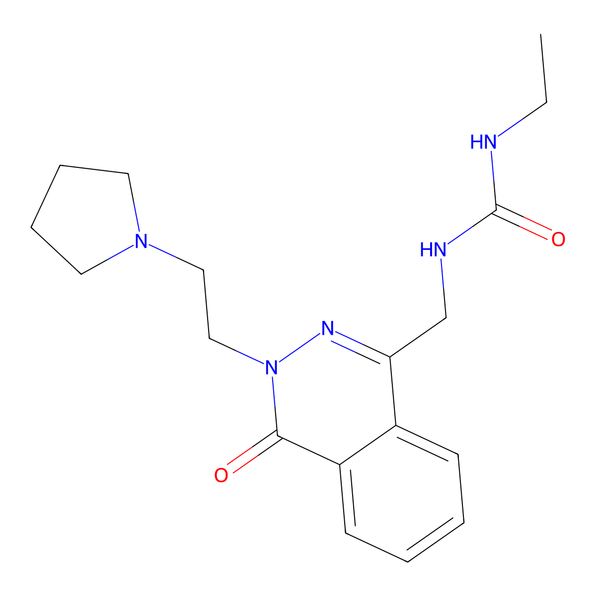 1-Ethyl-3-((4-oxo-3-(2-(pyrrolidin-1-yl)ethyl)-3,4-dihydrophthalazin-1-yl)methyl)urea molecular structure, CAS 1448070-85-6