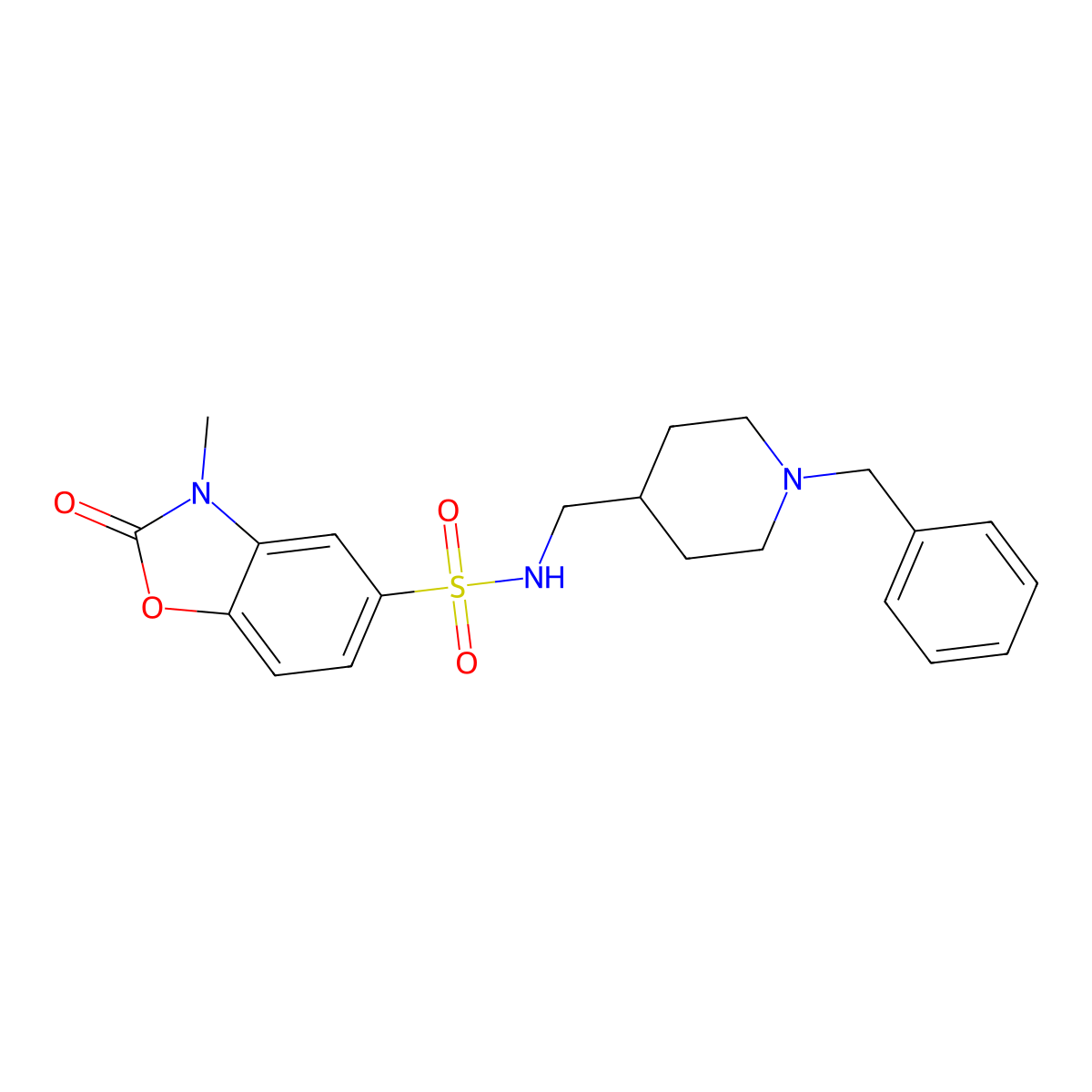N-((1-benzylpiperidin-4-yl)methyl)-3-methyl-2-oxo-2,3-dihydrobenzo[d]oxazole-5-sulfonamide molecular structure, CAS 1448070-86-7