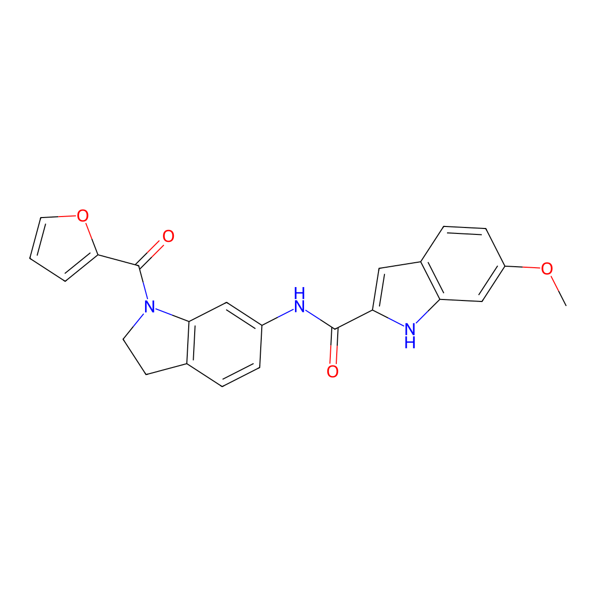 N-(1-(furan-2-carbonyl)indolin-6-yl)-6-methoxy-1H-indole-2-carboxamide molecular structure, CAS 1448070-87-8