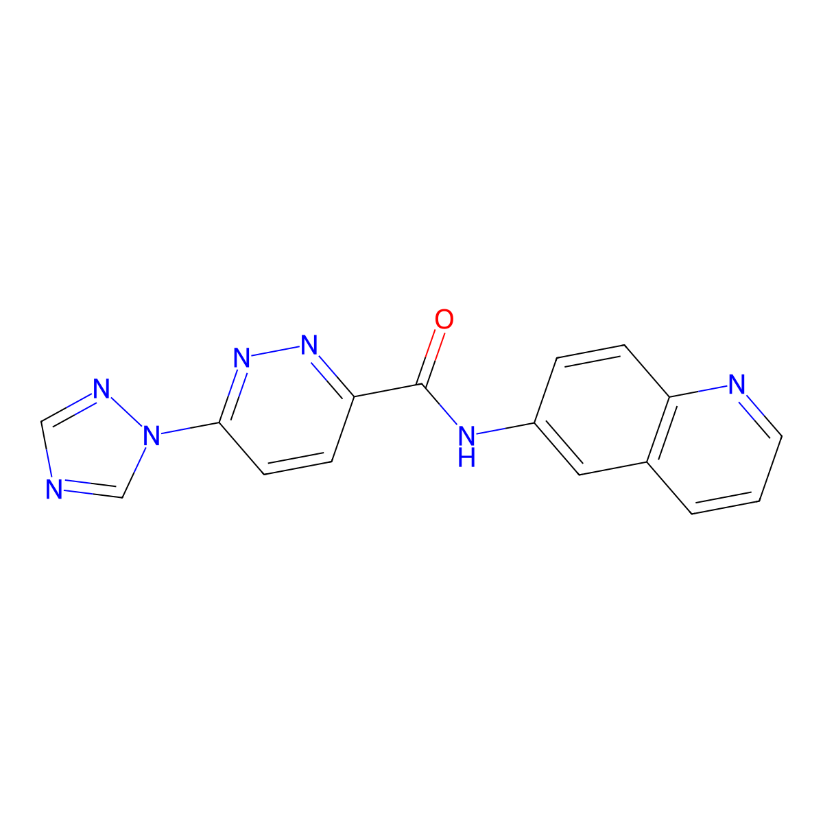 N-(quinolin-6-yl)-6-(1H-1,2,4-triazol-1-yl)pyridazine-3-carboxamide molecular structure, CAS 1448070-89-0