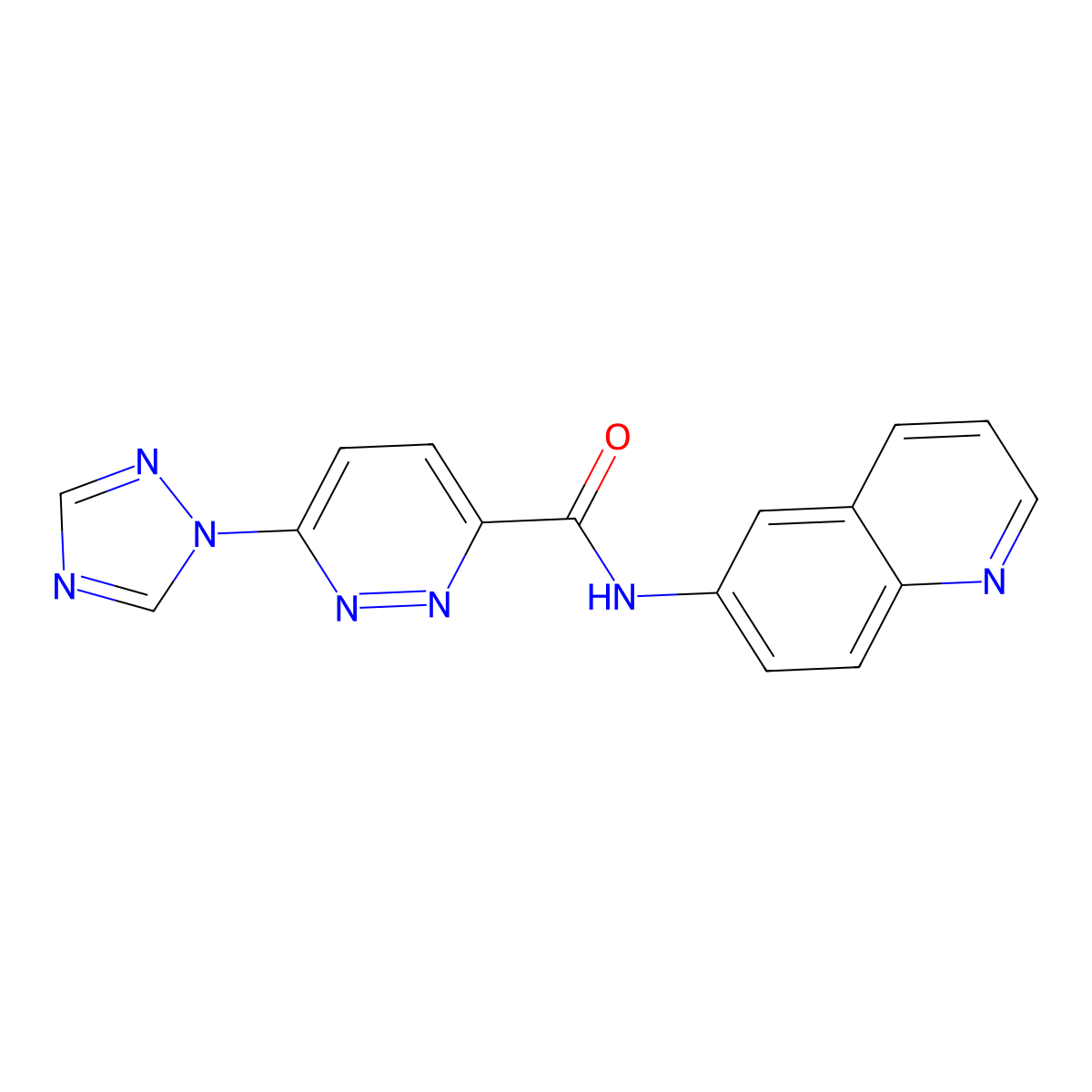 N-(quinolin-6-yl)-6-(1H-1,2,4-triazol-1-yl)pyridazine-3-carboxamide molecular structure, CAS 1448070-89-0