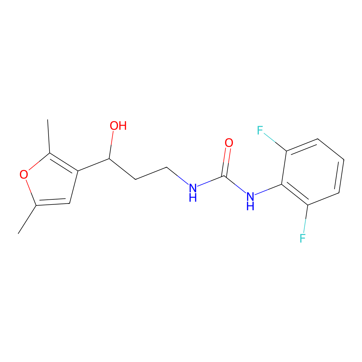 1-(2,6-Difluorophenyl)-3-[3-(2,5-dimethylfuran-3-YL)-3-hydroxypropyl]urea molecular structure, CAS 1448070-97-0