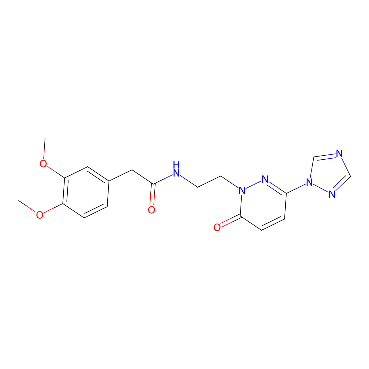 2-(3,4-dimethoxyphenyl)-N-(2-(6-oxo-3-(1H-1,2,4-triazol-1-yl)pyridazin-1(6H)-yl)ethyl)acetamide molecular structure, CAS 1448070-98-1