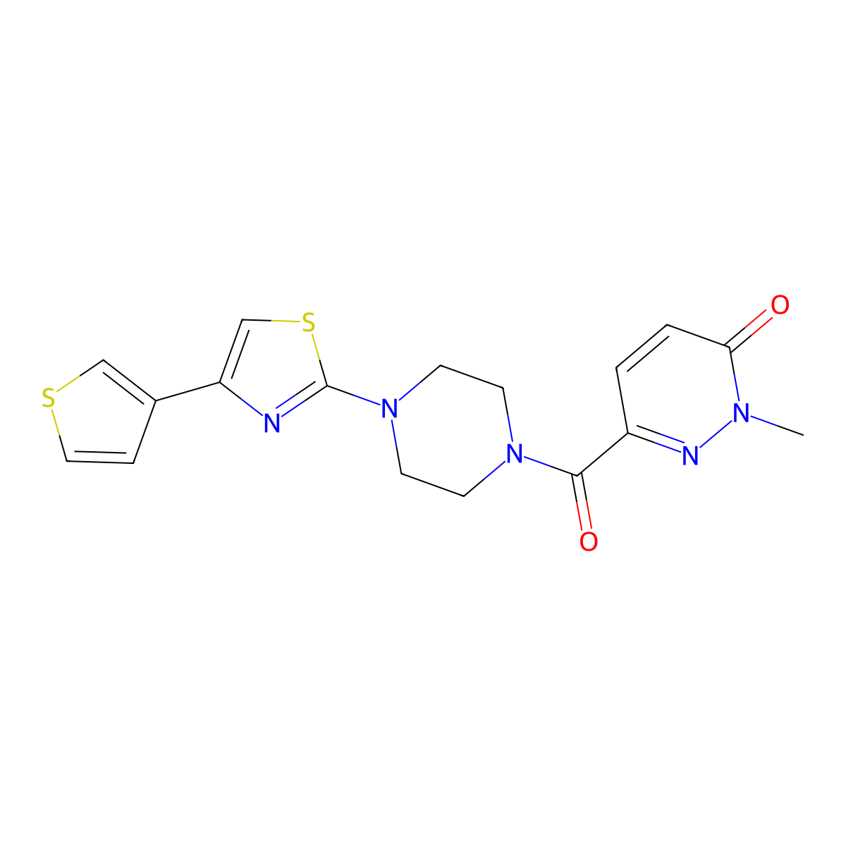 2-methyl-6-(4-(4-(thiophen-3-yl)thiazol-2-yl)piperazine-1-carbonyl)pyridazin-3(2H)-one molecular structure, CAS 1448070-99-2