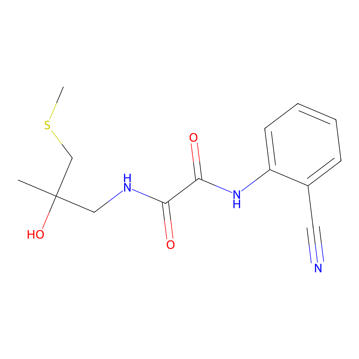 N1-(2-cyanophenyl)-N2-(2-hydroxy-2-methyl-3-(methylthio)propyl)oxalamide molecular structure, CAS 1448071-00-8