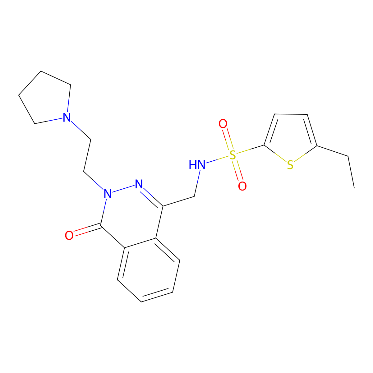 5-ethyl-N-({4-oxo-3-[2-(pyrrolidin-1-yl)ethyl]-3,4-dihydrophthalazin-1-yl}methyl)thiophene-2-sulfonamide molecular structure, CAS 1448071-01-9