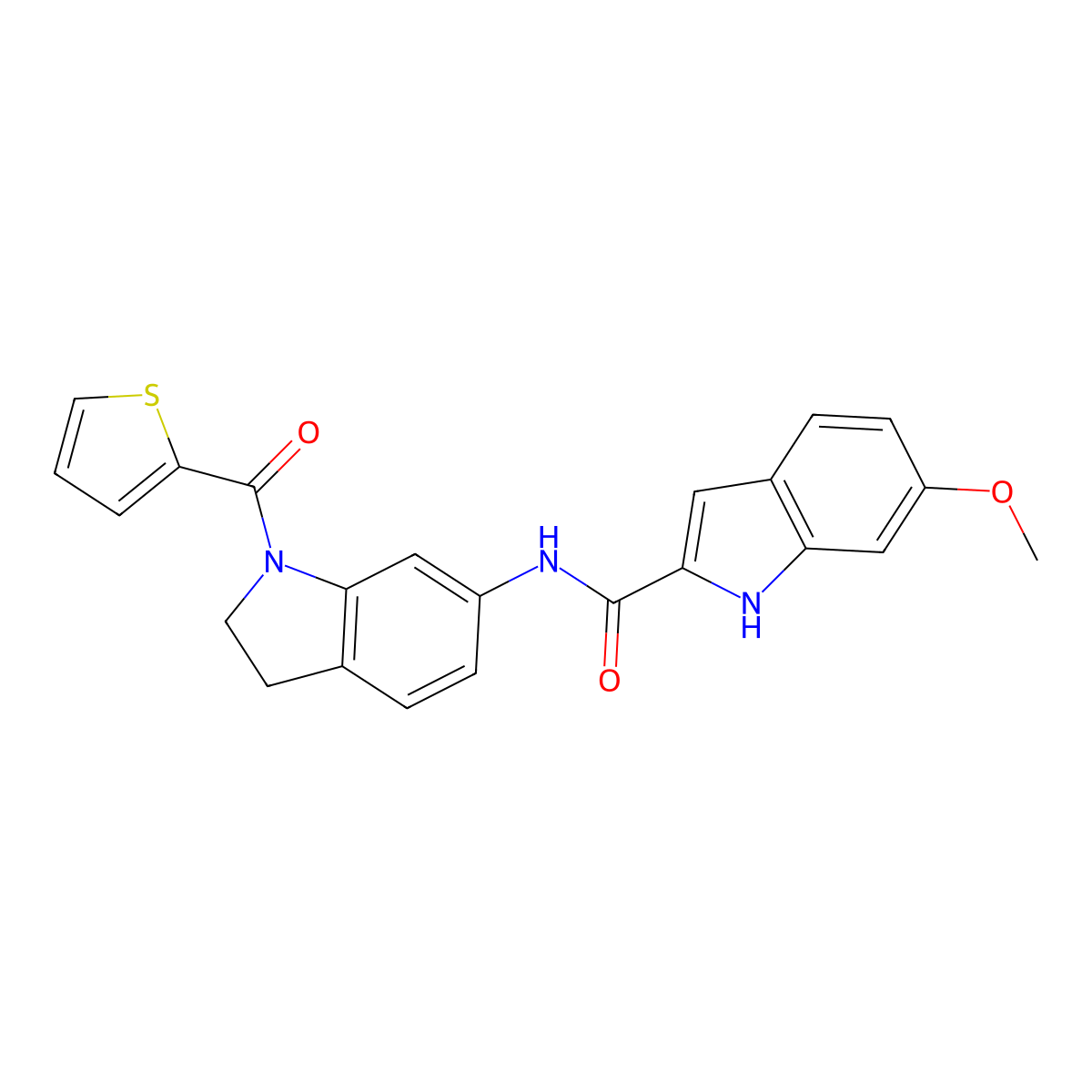 6-methoxy-N-(1-(thiophene-2-carbonyl)indolin-6-yl)-1H-indole-2-carboxamide molecular structure, CAS 1448071-02-0