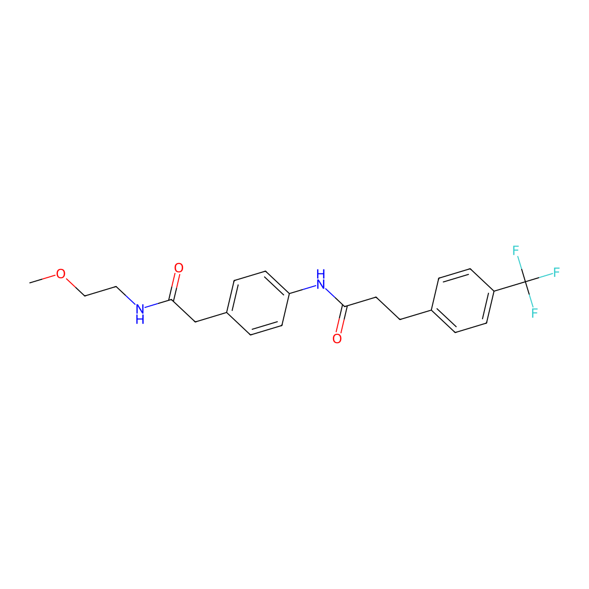 N-(4-(2-((2-methoxyethyl)amino)-2-oxoethyl)phenyl)-3-(4-(trifluoromethyl)phenyl)propanamide molecular structure, CAS 1448071-04-2