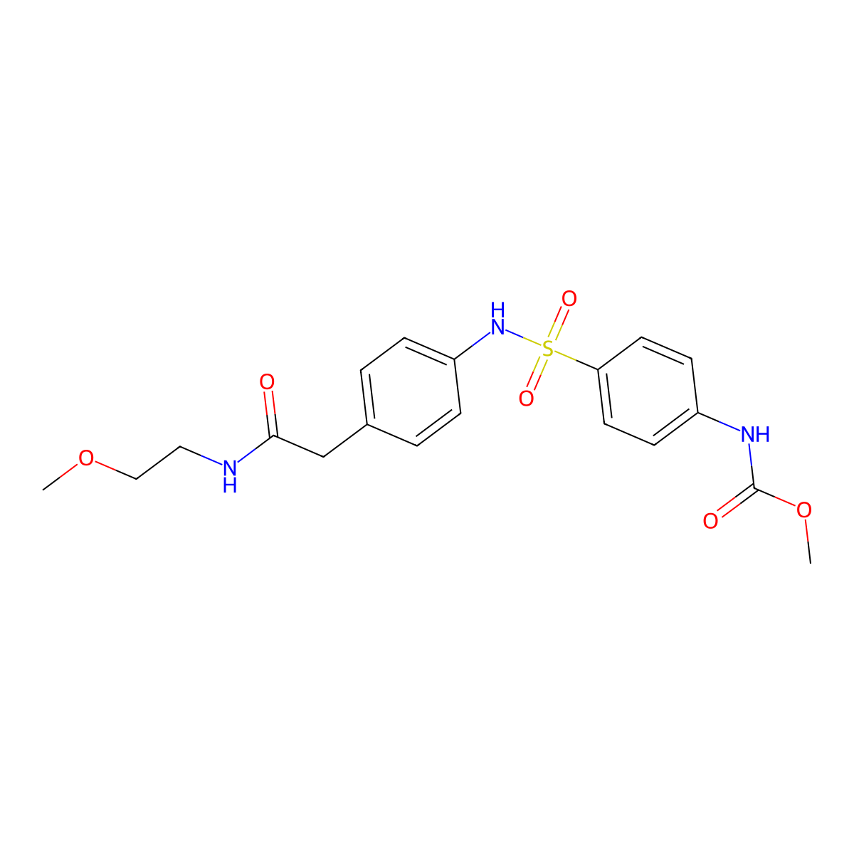 methyl (4-(N-(4-(2-((2-methoxyethyl)amino)-2-oxoethyl)phenyl)sulfamoyl)phenyl)carbamate molecular structure, CAS 1448071-10-0