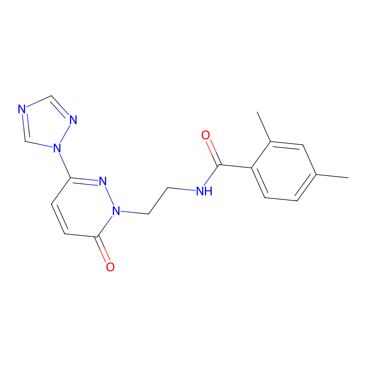 2,4-dimethyl-N-(2-(6-oxo-3-(1H-1,2,4-triazol-1-yl)pyridazin-1(6H)-yl)ethyl)benzamide molecular structure, CAS 1448071-11-1