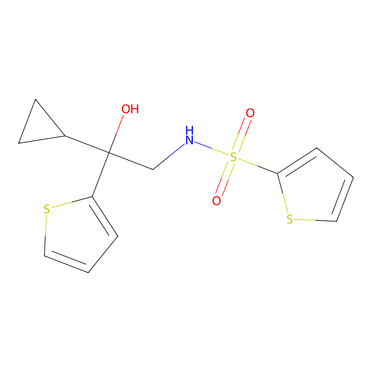 N-[2-Cyclopropyl-2-hydroxy-2-(thiophen-2-YL)ethyl]thiophene-2-sulfonamide molecular structure, CAS 1448071-16-6