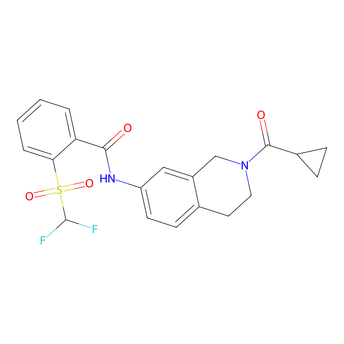 N-(2-(cyclopropanecarbonyl)-1,2,3,4-tetrahydroisoquinolin-7-yl)-2-((difluoromethyl)sulfonyl)benzamide molecular structure, CAS 1448071-17-7