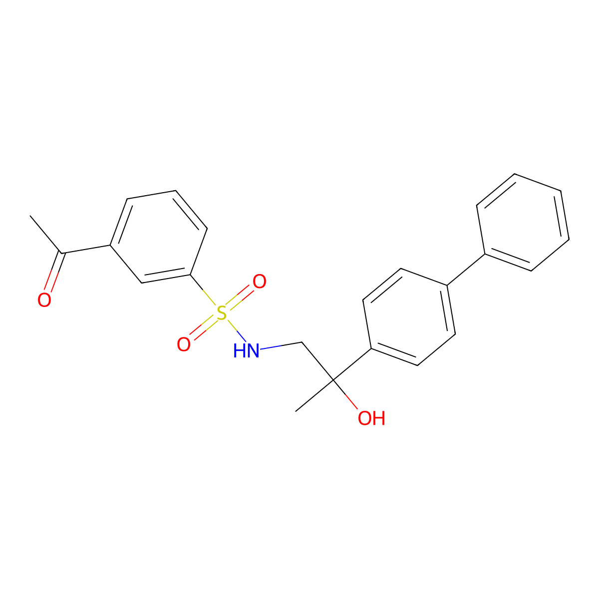 N-(2-([1,1'-biphenyl]-4-yl)-2-hydroxypropyl)-3-acetylbenzenesulfonamide molecular structure, CAS 1448071-21-3