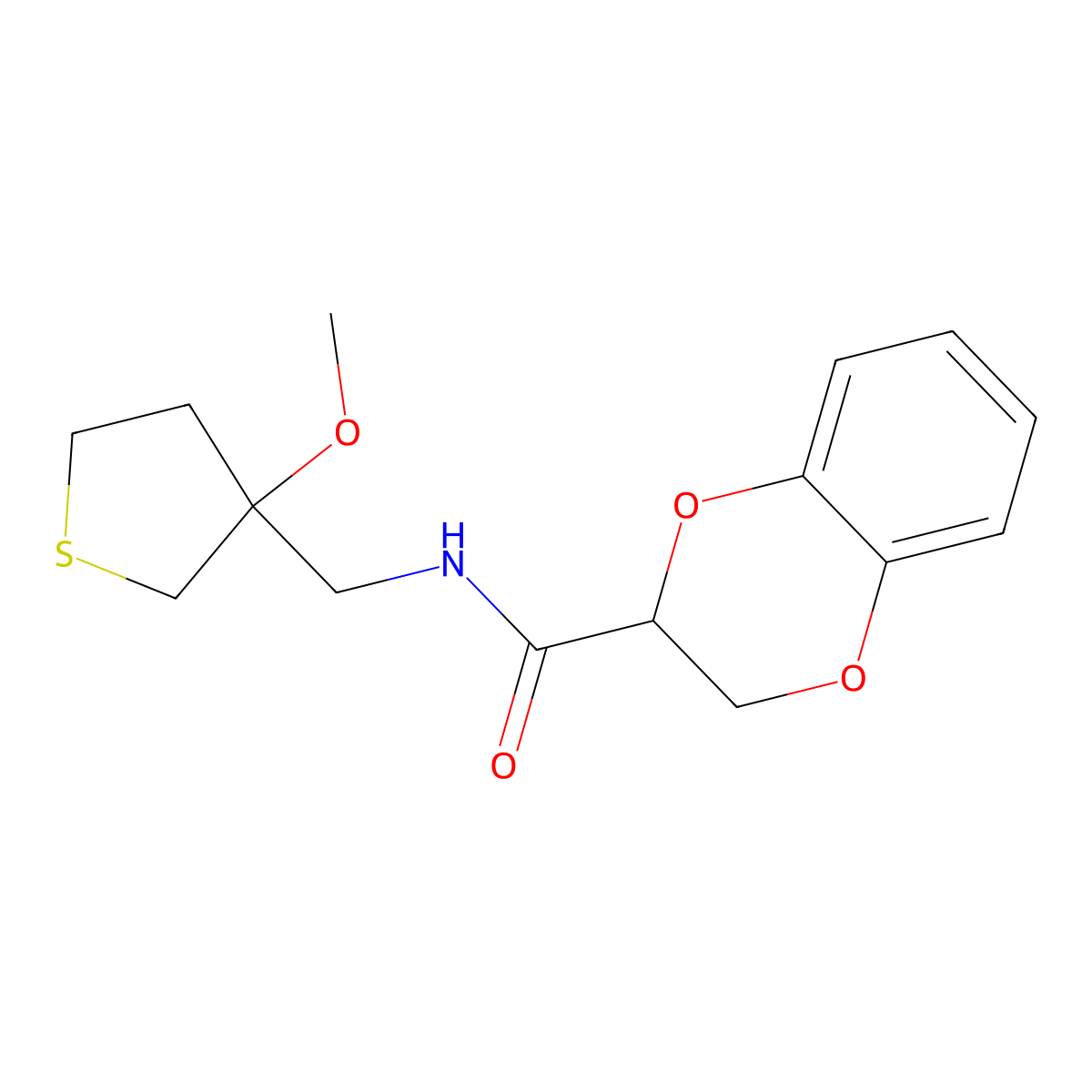N-[(3-Methoxythiolan-3-YL)methyl]-2,3-dihydro-1,4-benzodioxine-2-carboxamide molecular structure, CAS 1448071-25-7