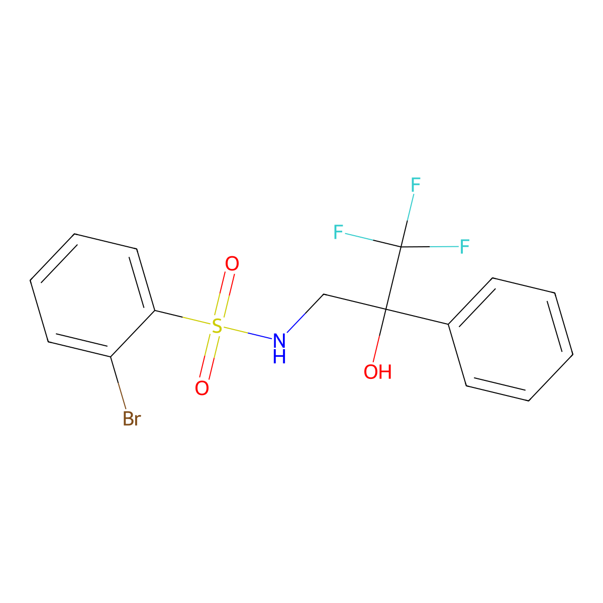 2-bromo-N-(3,3,3-trifluoro-2-hydroxy-2-phenylpropyl)benzenesulfonamide molecular structure, CAS 1448071-27-9