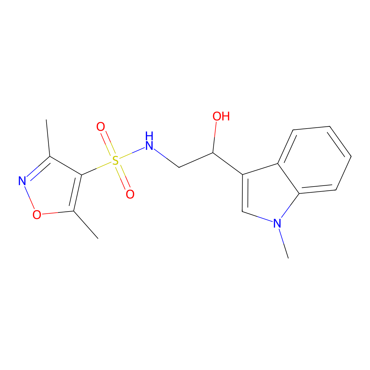 N-(2-hydroxy-2-(1-methyl-1H-indol-3-yl)ethyl)-3,5-dimethylisoxazole-4-sulfonamide molecular structure, CAS 1448071-28-0