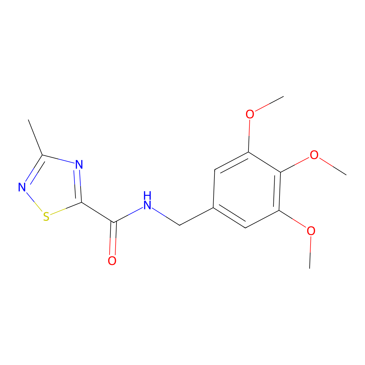 3-methyl-N-(3,4,5-trimethoxybenzyl)-1,2,4-thiadiazole-5-carboxamide molecular structure, CAS 1448071-33-7