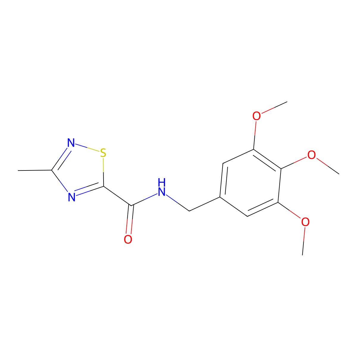 3-methyl-N-(3,4,5-trimethoxybenzyl)-1,2,4-thiadiazole-5-carboxamide molecular structure, CAS 1448071-33-7
