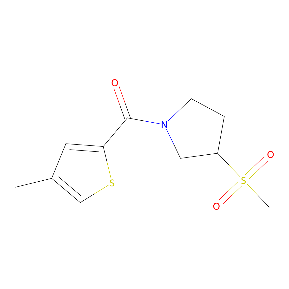 (3-(Methylsulfonyl)pyrrolidin-1-yl)(4-methylthiophen-2-yl)methanone molecular structure, CAS 1448071-34-8