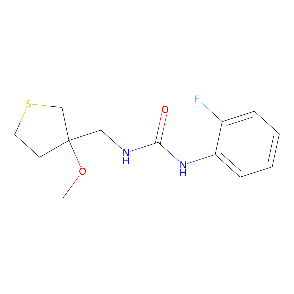 1-(2-Fluorophenyl)-3-((3-methoxytetrahydrothiophen-3-yl)methyl)urea molecular structure, CAS 1448071-41-7