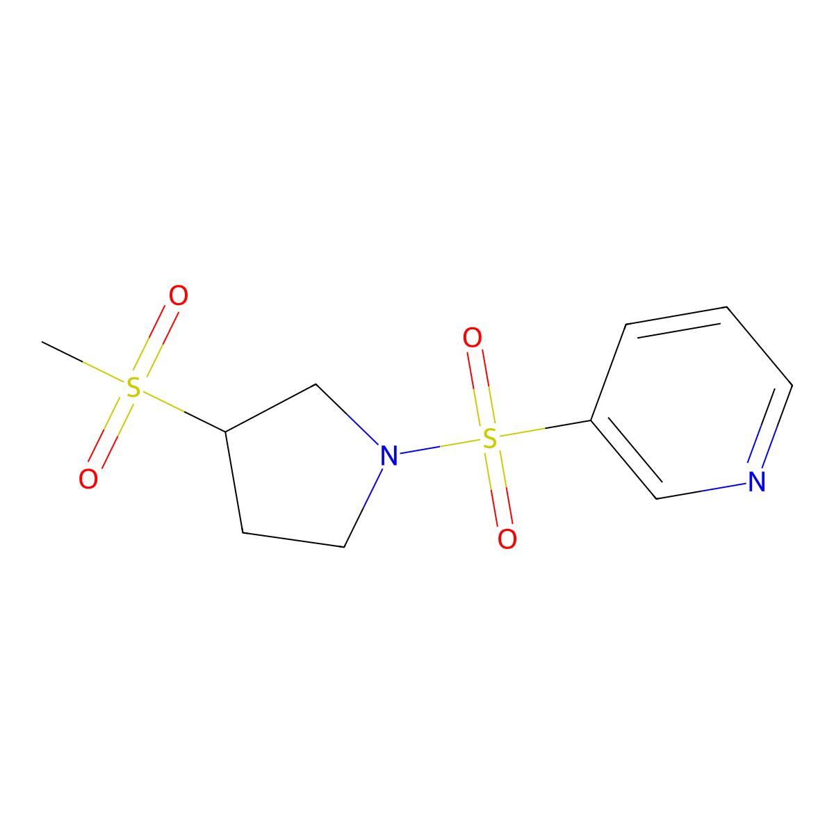 3-((3-(Methylsulfonyl)pyrrolidin-1-yl)sulfonyl)pyridine molecular structure, CAS 1448071-43-9