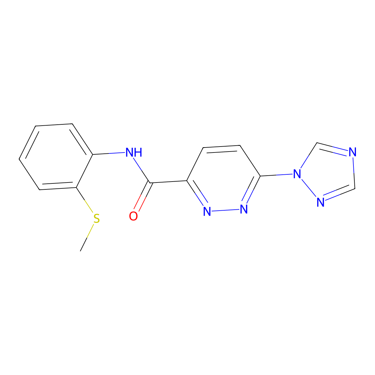 N-(2-(methylthio)phenyl)-6-(1H-1,2,4-triazol-1-yl)pyridazine-3-carboxamide molecular structure, CAS 1448071-47-3