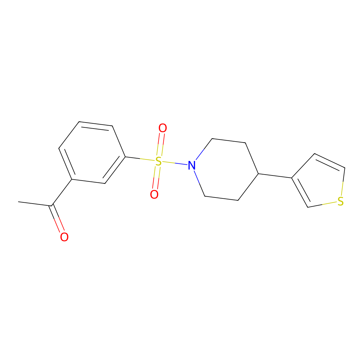 1-(3-((4-(Thiophen-3-yl)piperidin-1-yl)sulfonyl)phenyl)ethanone molecular structure, CAS 1448071-51-9